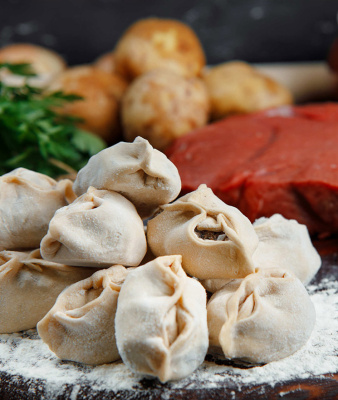 Манты говядина&тыква/ Handmade beef&pampkin pelmeni (ravioli)