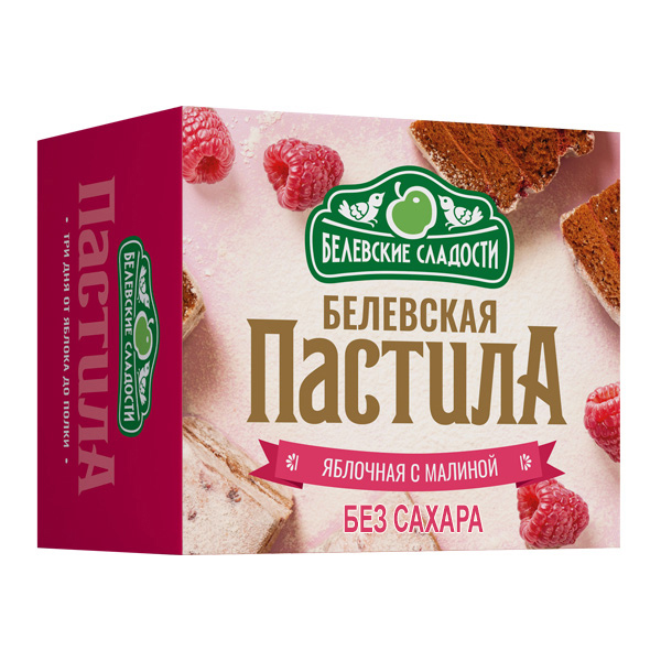 Белёвская ПАСТИЛА "Яблочная с малиной", БЕЗ сахара, 125 гр.