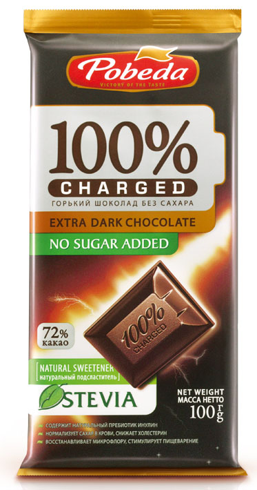 Шоколад ПОБЕДА "Горький без сахара 72% какао ЧАРЖЕД" (1103),